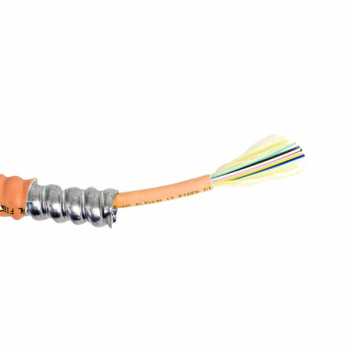TLC Distribution Fiber Optic Cable with Aluminum Interlocking Armor, 12 Fiber, Multimode, 62.5/125um, OM1, Plenum, Orange (per meter)