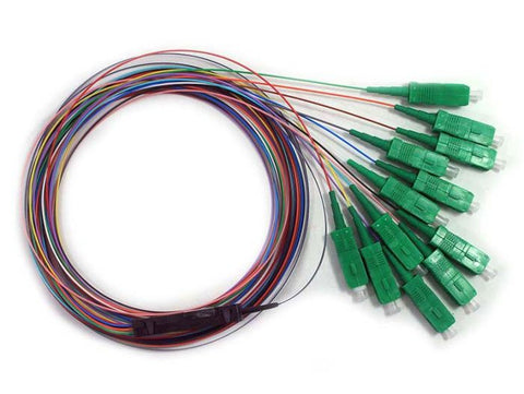 Ribbon Fanout Pigtail, 12 Fiber, Singlemode, SC/APC, 3 Meters