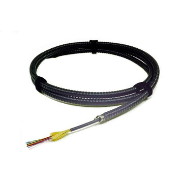 TLC Indoor/Outdoor Fiber Optic Cable with Aluminum Interlocking Armor, 12 Fiber, Singlemode 9/125um, OS2, Plenum, Black (per meter)