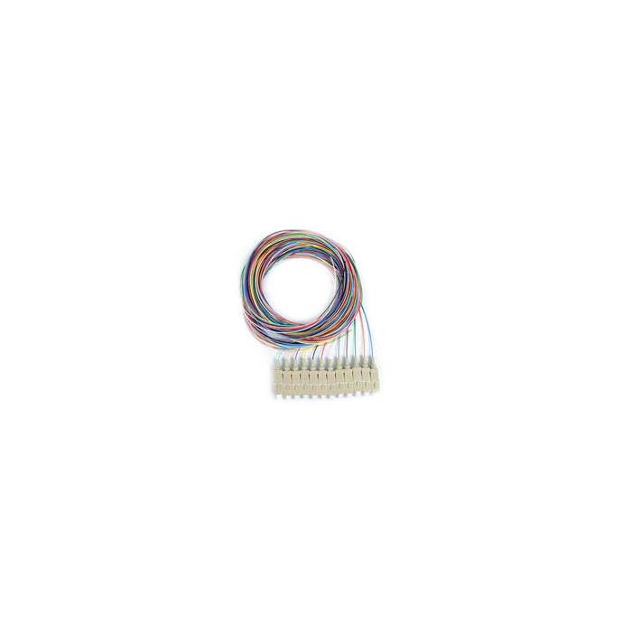 900um Pigtail, 12 Fiber, Multimode 62.5um OM1, SC/PC, Beige Boots, 3 Meters