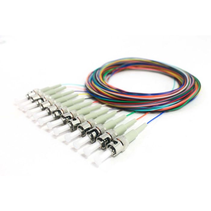 12 Fiber Multimode 62.5um OM1 ST/PC Pigtail Pack, 900um Tight Buffer, 3 Meters