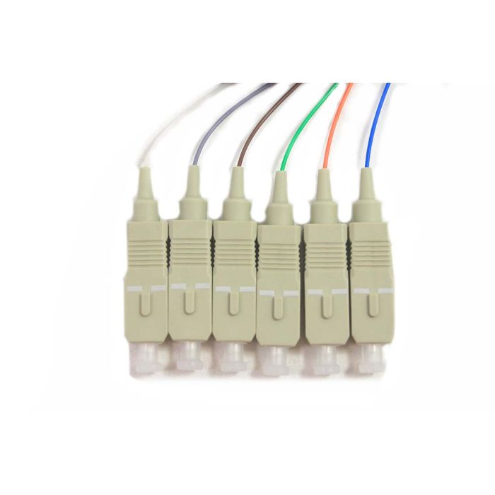 900um Pigtail, 6 Fiber, Multimode 62.5um OM1, SC/PC, Beige Boots, 3 Meters