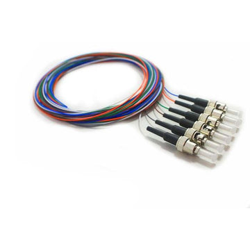 6 Fiber Pigtail, 900um, Multimode 50um OM2, ST/PC, Black Boots, 3 Meters