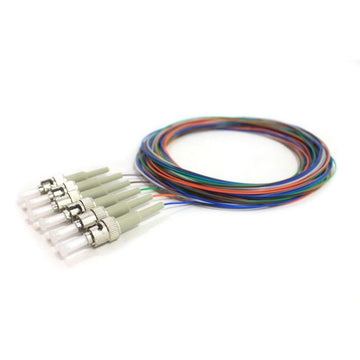 900um Pigtail, 6 Fiber, Multimode 62.5um OM1, ST/PC, Beige Boots, 3 Meters