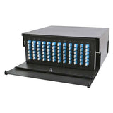 Rack Mount Enclosure 4RU Loaded with 12 Duplex LC OM3 Plates & Splice Trays Black