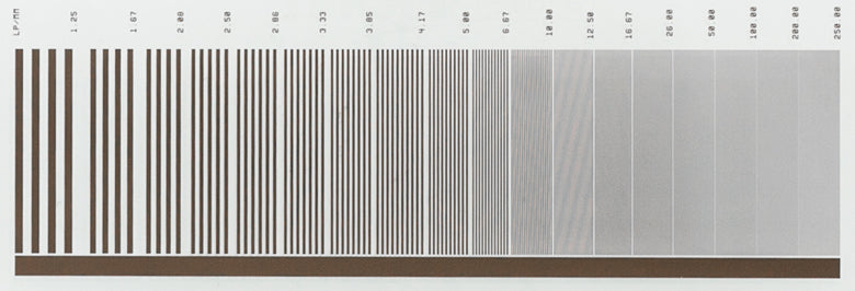 T-R1L3S6P - Positive Variable Line Grating Test Target, 3" x 1"