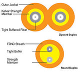 2-Fiber Zipcord Riser Cables, 62.5/125 Multimode (OM1)