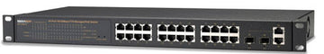 24 Port 10/100 Base T/TX Managed Stackable Switch + 2 SFP/RJ-45 Dual Media Ports