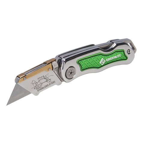 Folding Utility Knife - High Finished Stainless Steel Handle with Molded Features