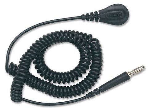 Desco 09480 6' Black Coil Cord for Anti Static Wristband