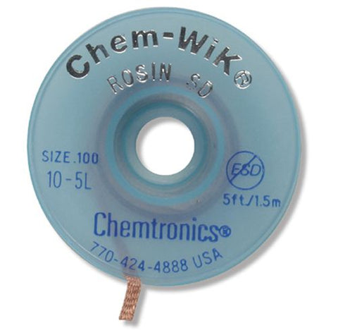 Chemtronics 10-5L Chem-Wik Desoldering Braid, 5' BLUE