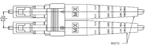 Duplex LC Zirconia Ferrule 128µm Multimode Connector, 1.6mm Boot, Molex