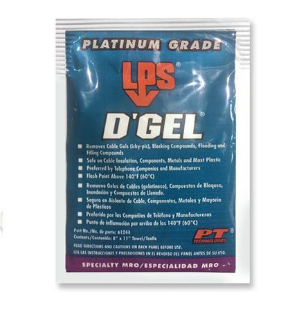 PT Technologies 61244 D'GEL Cable Solvent Wipe, 1 Each
