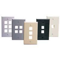 Leviton QuickPort 4 Port Single Gang Wallplate, Lt Almond