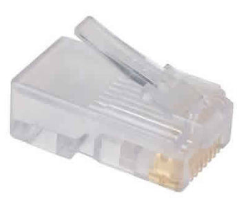 Mod Plug 8P 8C Rj45 Nk 24/26/28 Awg Solid .200Rd & .090 X .350 Cable 25/Pk, RoHS