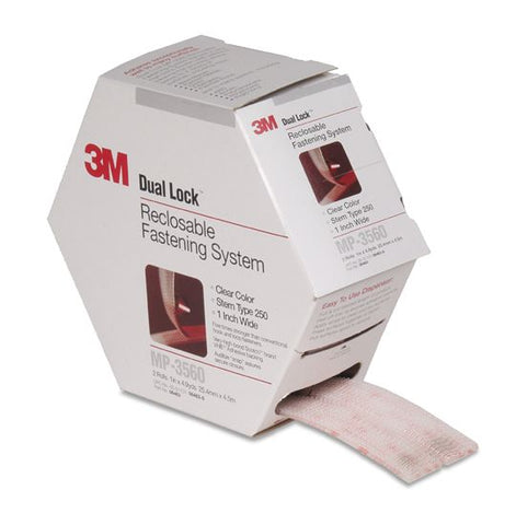 3M MP-3560 Dual-Lock Fasteners, CLEAR, 1" x 4.9-Yds, 2-Each