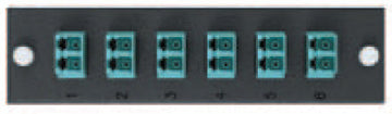Six Pack, Duplex LC MM (OM3&4) 12 Fiber (Aqua) - Leviton OPT-X Adapter Plate
