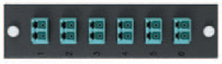 Six Pack, Duplex LC MM (OM3&4) 12 Fiber (Aqua) - Leviton OPT-X Adapter Plate