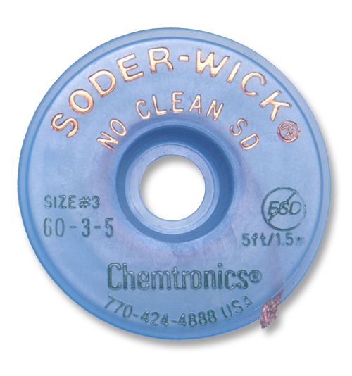 Chemtronics 60-3-10 Soder-Wick No Clean Braid, 10' GREEN