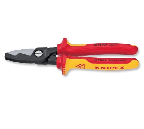KNIPEX 9518200 SBA Insulated Cable Shears w/Twin Cut Edge, 8"