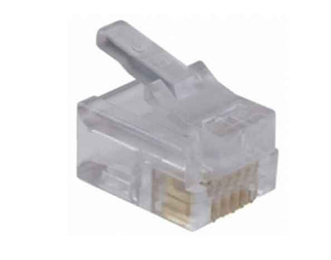 Mod Plug 6 Position 6 Conductor For Flat Or Oval 28/24 AWG Solid Wire Long Body Plug Pkg Of 25, RoHS