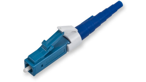 LC Connector, Single-mode (OS2), ceramic ferrule, blue housing, white boot
