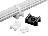 4-Way Adhesive Backed Cable Tie Mount, White, 100/pk