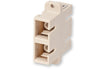 Fiber Optic Adapter, SC Duplex, Full-Flange Mount, Ceramic Sleeve, 62.5 µm multimode (OM1), beige