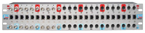 BP20-CH10 24 slot 19" rack mountable G.703 Balun Patch panel chassis with 10 installed E1 BNC female Baluns