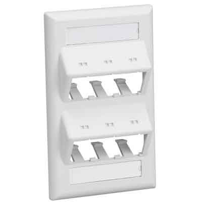 MINI-COM Classic Series Faceplates with Labels, 6-PORT SLOPED