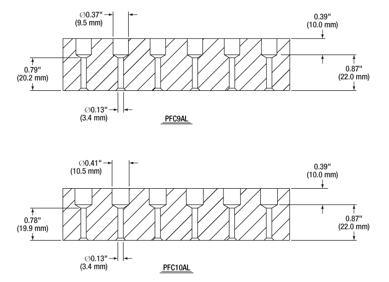 TH-PFC10AL - Aluminum Curing Block for Ø9 - 10 mm Connectors, PTFE Coated