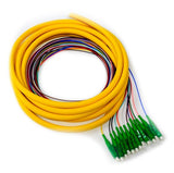 12 Fiber Distribution Pigtail, SM, LC/APC, Green Boots, 3 Meters