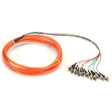 12 Fiber ST/UPC Distribution Style Pigtail,MM, 62.5µm, 12 Strand Orange Jacketed 3 Meter