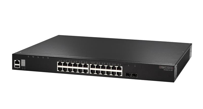 ECS4510-28T - Full Gigabit Ethernet 24 copper ports, 2 10G SFP+ ports, option for extra 2 10G SFP+ ports, Layer 2 managed switch, rack 19"