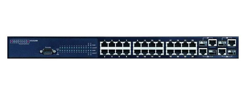 Fast Ethernet 24+4G combo ports, managed switch, rack 19"