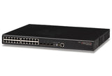 Full Gigabit Ethernet 20+4 SFP combo ports and 2 10G uplink slots Layer 3 switch, rack 19"