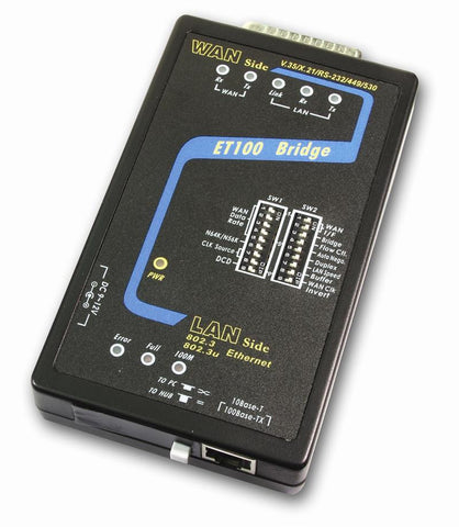 ET100A Ethernet bridge for V.35/X.21/RS530/RS449 2Mbps sync ports