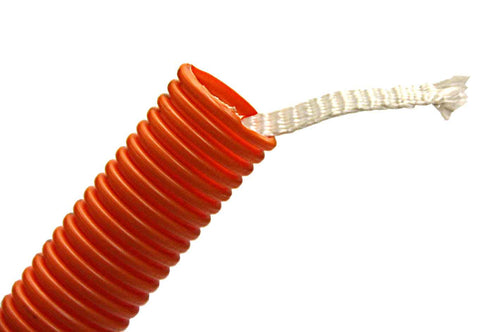 1" Single Wall Outside Plant Corrugated Fiber Innerduct with Pull Rope - HDPE - Orange Color