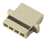 Quad Multimode LC Mating Sleeve, Beige Color, Duplex SC Footprint, Snap & Screw Mount