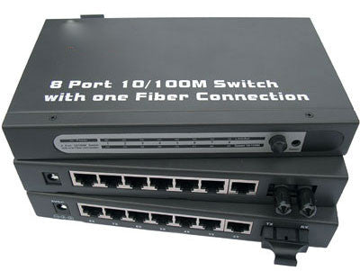 8-Port Switch with 1 SM/SC Fiber Port and (7) 10/100 Twisted Pair Ports
