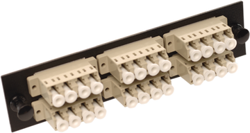LC Quad 6 Pack (Singlemode) Blue Adapters 24 Fibers, Beige Color