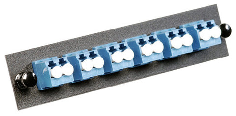 6 Pack Duplex LC (12 port) Adapter Panel (Single Mode - Loaded - Blue Adapters)
