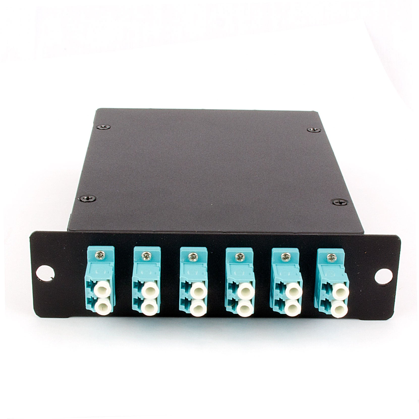 12-fiber MTP Cassette, 50?æm OM3 10G Multimode Fiber, 1 rear MTP/female Port, 6 LC Duplex Ports Front - FOSCO (Fiber Optics For Sale Co.) - 3