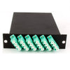 24-fiber MTP Cassette, 50?æm OM3 10G Multimode Fiber, 2 rear MTP/female Port, 6 LC Quad Ports Front - FOSCO (Fiber Optics For Sale Co.) - 3