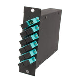 12-fiber MTP Cassette, 50µm OM3 10G Multimode Fiber, 1 rear MTP/female Port, 6 SC Duplex Ports Front