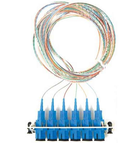 Snap Pack (6) Adapters, SC/APC, 6 Fiber Pigtail, Singlemode 3 Meters