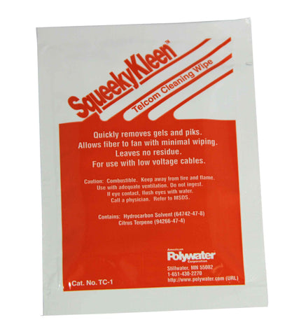 Polywater SqueekyKleen Telcom Cleaner-Saturated Wipe (12pk)