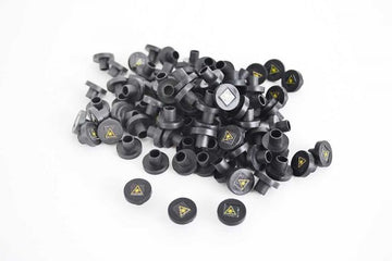 Dust Cap Mating Sleeve Adapter FC with Warning Label Black Round Head - 100 Pack