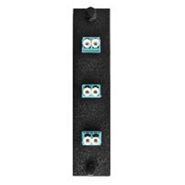 Adapter Plate 3-Pack LC Duplex Multimode Aqua Adapters Loaded (6 Fibers) Black