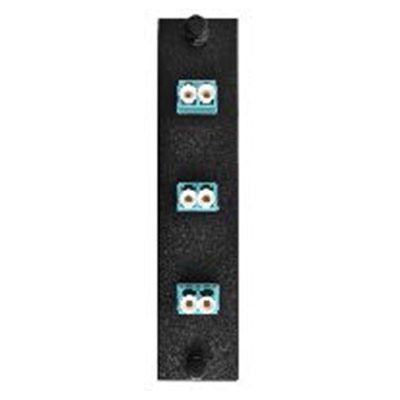Adapter Plate 3-Pack LC Duplex Multimode Aqua Adapters Loaded (6 Fibers) Black